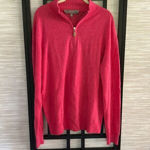 Neiman Marcus cloud cashmere quarter zip sweater pink size L